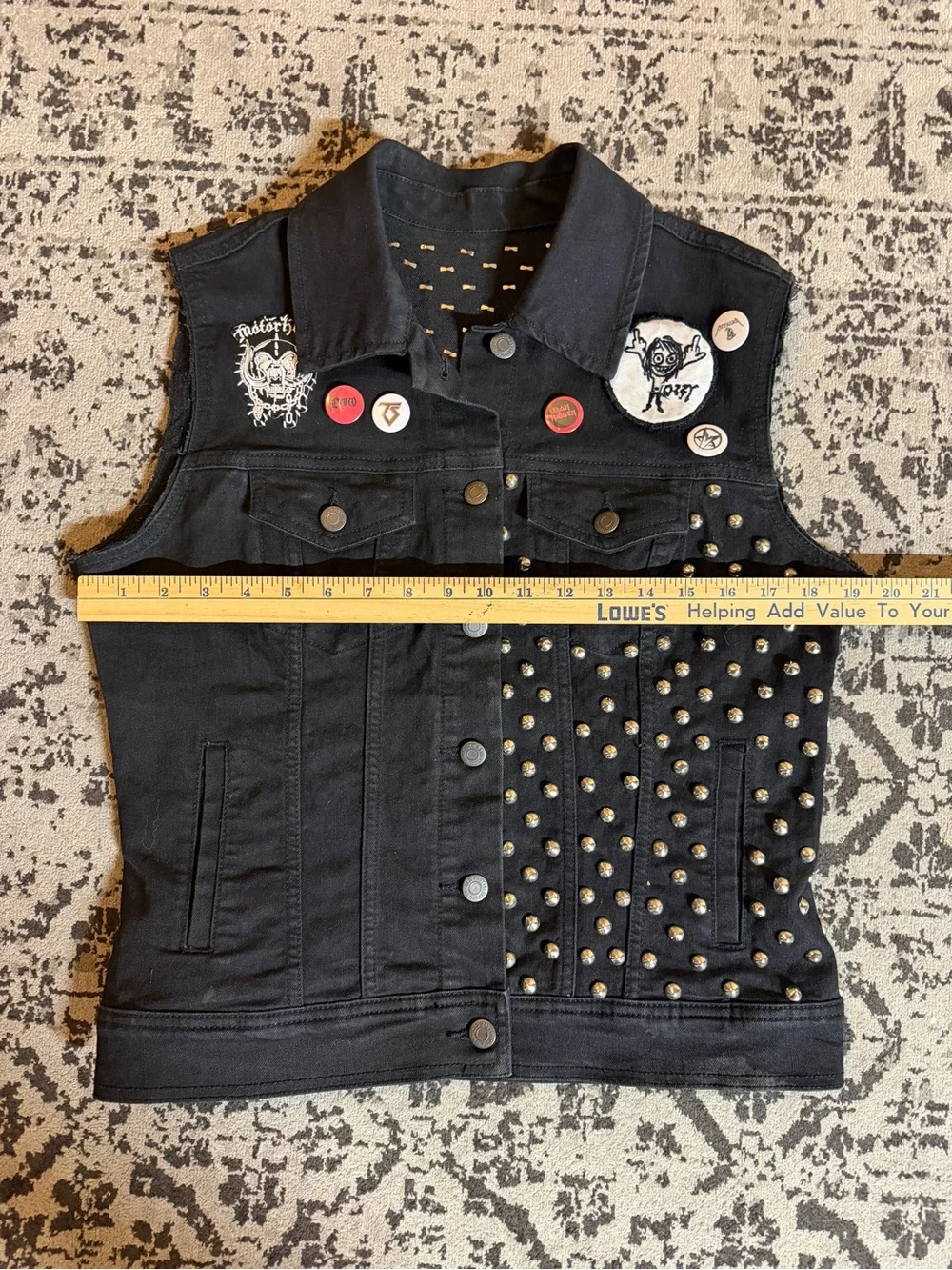 Iron Maiden Studded Black Denim Vest